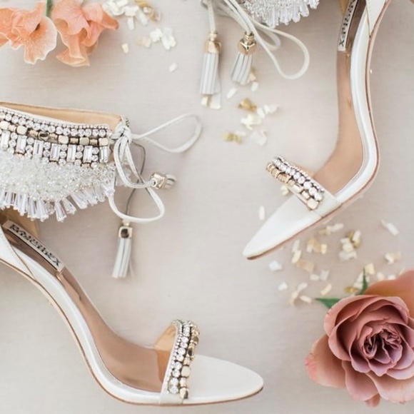 Badgley Mischka Katrina Embellished Satin High Heel Wedding Sandal NEW US8.5 - Picture 5 of 16